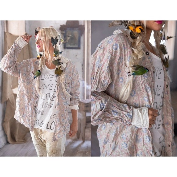 Magnolia Pearl Tops - Magnolia Pearl NWT Floraison Boyfriend Shirt #943 Floral European Cotton OS